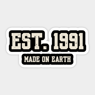 1991 Birthday Vintage Varsity Sticker
